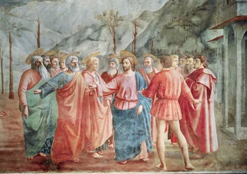 Detail van Christus en zijn discipelen, uit „De belastingpenning”, ca. 1427 (detail van 31642)